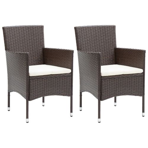 Vidaxl Chaises De Salle À Manger De Jardin 2 Pcs Résine Tressée Marron