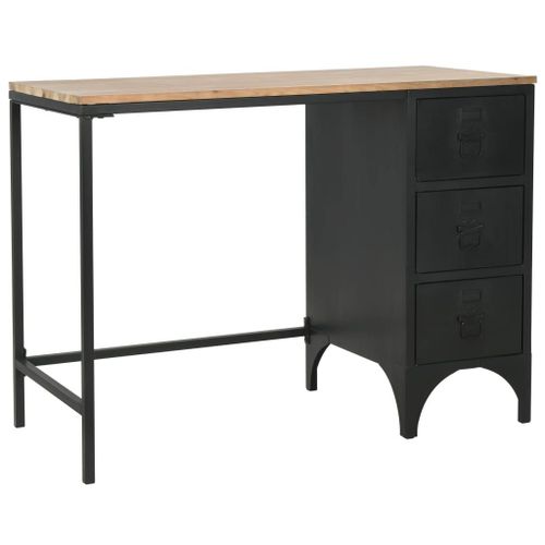 Vidaxl Bureau À Piédestal Unique Bois De Sapin Et Acier 100x50x76 Cm