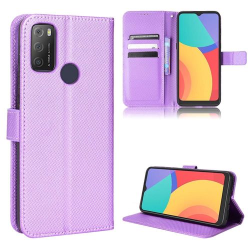 Étui Pour Alcatel 1s 2021 Titulaire De La Carte Bicelle Couverture Portefeuille Magnétique - Violet