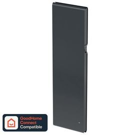 Radiateur connecté électrique à inertie fluide GoodHome Iriya anthracite 1500W vertical.