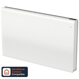Radiateur connecté électrique à inertie fluide GoodHome Iriya blanc 1800W horizontal.