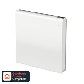 Radiateur connecté électrique à inertie fluide GoodHome Iriya blanc 1000W horizontal.