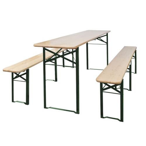 Vidaxl Table De Brasserie Pliable Avec 2 Bancs 220 Cm Bois De Sapin