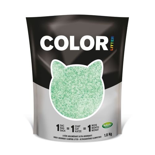 Color By Nullodor Litière En Silice Agglomérante Pour Chat 1,8 Kg Verte