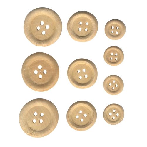 Boutons En Bois Rond Ø 12, 17, 22mm 4 Trous 30 Pièc. - Artémio