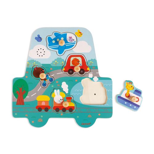Puzzle Musical En Bois Les Petits Bolides - Janod