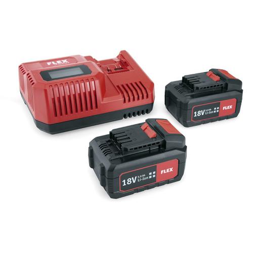 Flex Batteries Set Power 55 R, Chargeur rapide 10.8/18.0V, 2 Batteries 5Ah/18V - 491349