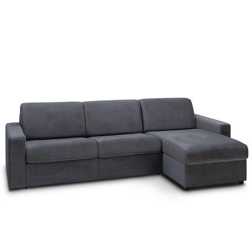 Canapé D'angle Convertible Maestro Edition Velours Express Matelas 18 Cm Couchage 140 Cm Gris Anthracite