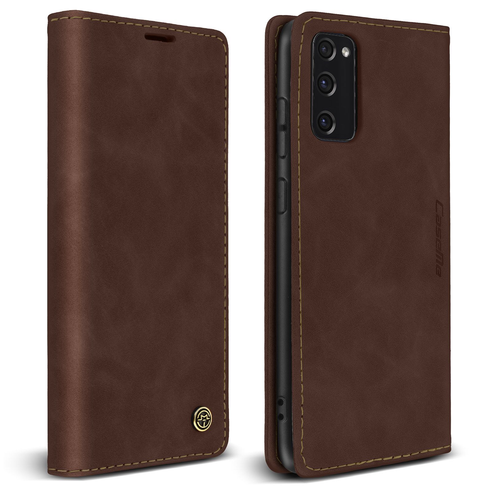 Étui Samsung Galaxy S20 Fe Folio Vintage Portefeuille Et Support Vidéo Marron