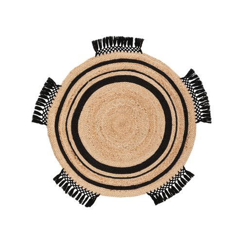 Benuta Naturals Tapis De Jute Jutta Marron Clair/Noir Diamètre 120 Cm Rond