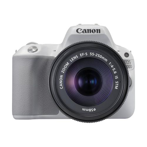 Canon EOS 200D - Appareil photo numérique - Reflex - 24.2 MP - APS-C - 1080p / 60 pi/s - 3x zoom optique objectif EF-S 18-55 mm IS STM - Wi-Fi, Bluetooth, NFC - blanc