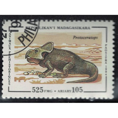 Madagascar 1994 Oblitéré Used Animaux Préhistoriques Reptile Protoceratops Su