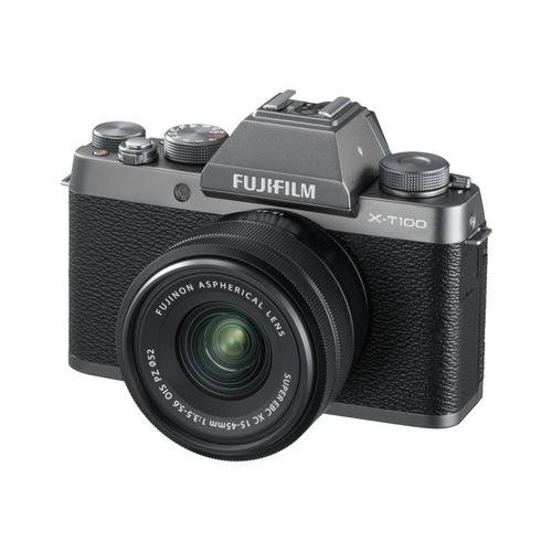 Appareil photo Système sans miroir Fujifilm X Series X-T100 Appareil photo numérique - sans miroir - 24.2 MP - APS-C - 4K / 15 pi/s - corps uniquement - Wi-Fi, Bluetooth - Argent foncé