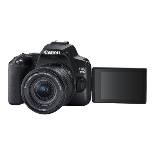 Canon EOS 250D - Appareil photo numérique - Reflex - 24.1 MP - APS-C - 4K / 25 pi/s - 3x zoom optique objectif EF-S 18-55 mm IS STM - Wi-Fi, Bluetooth - noir