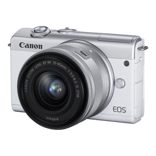 Canon EOS M200 - Appareil photo numérique - sans miroir - 24.1 MP - APS-C - 4K / 25 pi/s - 3x zoom optique objectif EF-M 15 - 45 mm IS STM - Wi-Fi, Bluetooth - blanc