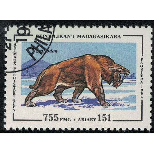 Madagascar 1994 Oblitéré Used Animaux Préhistoriques Éteints Grand Félin Smilodon Su