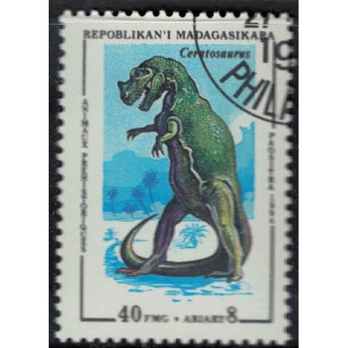 Madagascar 1994 Oblitéré Used Animaux Préhistoriques Éteints Dinosaure Carnivore Ceratosaurus Su
