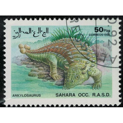 Sahara Occidental 1992 Oblitéré Used Animaux Préhistoriques Éteints Dinosaure Ankylosaurus Su
