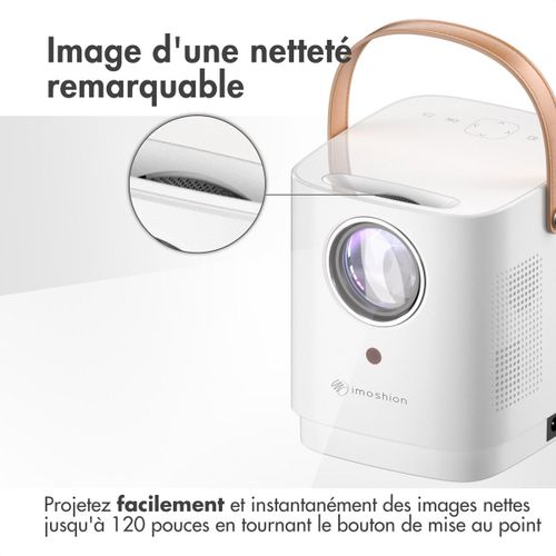 iMoshion Mini-projecteur Mini-vidéoprojecteur WiFi 3400 lumens Blanc