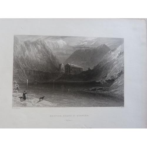 Gravure Originale Hospice Du Grand Saint Bernard Suisse Haute Savoie Bartlett Xixe