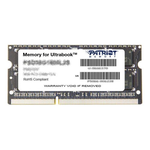 Patriot Memory for Ultrabook - DDR3L - module - 8 Go - SO DIMM 204 broches - 1600 MT/s / PC3-12800 - CL11 - 1.35 V - mémoire sans tampon - non ECC