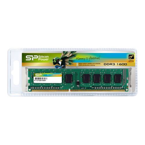 SILICON POWER - DDR3 - module - 4 Go - DIMM 240 broches - 1600 MT/s / PC3-12800 - CL11 - 1.5 V - mémoire sans tampon - non ECC