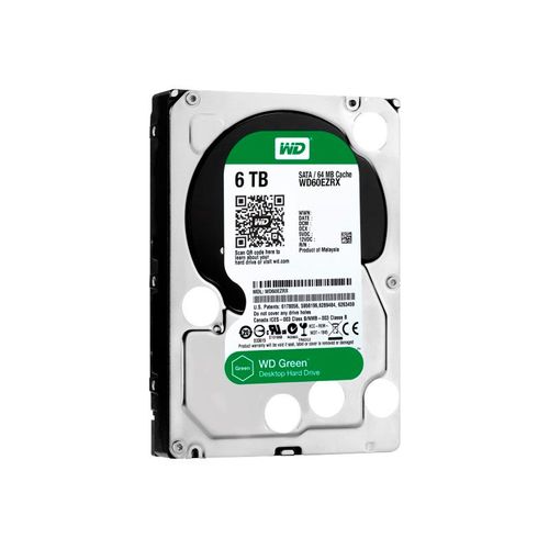 WD Green WD60EZRX - Disque dur - 6 To - interne - 3.5" - SATA 6Gb/s - mémoire tampon : 64 Mo