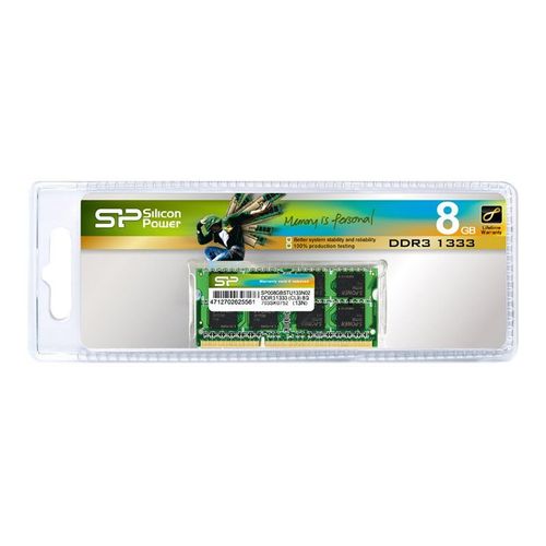 SILICON POWER - DDR3L - module - 8 Go - SO DIMM 204 broches - 1600 MT/s / PC3L-12800 - CL11 - 1.35 V - mémoire sans tampon - non ECC