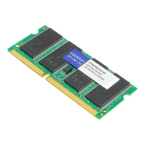 AddOn 1GB DDR2-667MHz SODIMM for Toshiba KTT667D2/1G - DDR2 - module - 1 Go - SO DIMM 200 broches - 667 MHz / PC2-5300 - CL5 - 1.8 V - mémoire sans tampon - non ECC - pour Dynabook Toshiba...