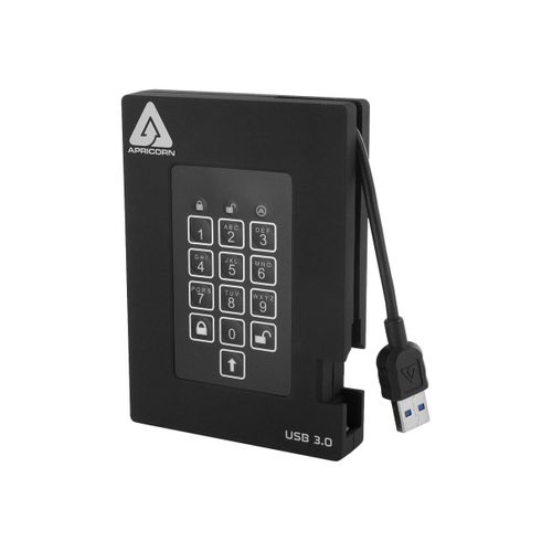 Apricorn Aegis Padlock Fortress A25-3PL256-S1000F - SSD - chiffré - 1 To - externe (portable) - USB 3.0 - mémoire tampon : 8 Mo - FIPS 140-2 Level 2, 256-bit AES-XTS