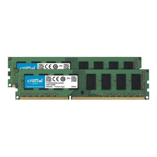 Crucial - DDR3L - kit - 16 Go: 2 x 8 Go - DIMM 240 broches - 1600 MHz / PC3-12800 - CL11 - 1.35 V - mémoire sans tampon - non ECC