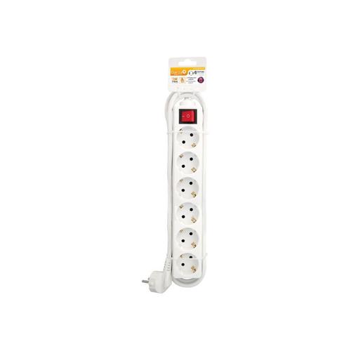 Garza Basic Power - Coupe-circuit - CA 250 V - 3680 Watt - connecteurs de sortie : 6 - 1.4 m - blanc