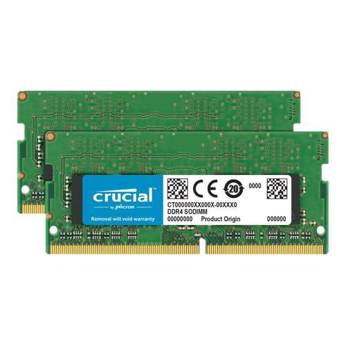 Crucial - DDR4 - kit - 32 Go: 2 x 16 Go - SO DIMM 260 broches - 2400 MHz / PC4-19200 - CL17 - 1.2 V - mémoire sans tampon - non ECC