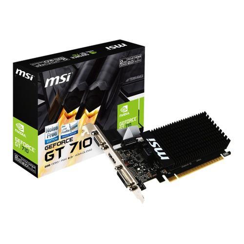 MSI GT 710 2GD3H LP - Carte graphique - GF GT 710 - 2 Go DDR3 - PCIe 2.0 x16 profil bas - DVI, D-Sub, HDMI