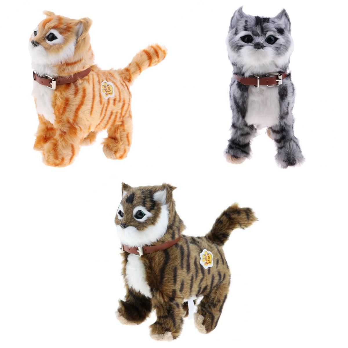 3 Pcs Peluche Animee Chaton Chat Qui Marche Et Miaule Rakuten