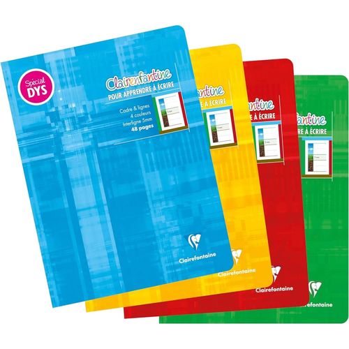 Clairefontaine Cahier Clairenfantine Sp¿Cial Dys 17x22cm 48 Pages 4 Couleurs Interligne 5 Mm