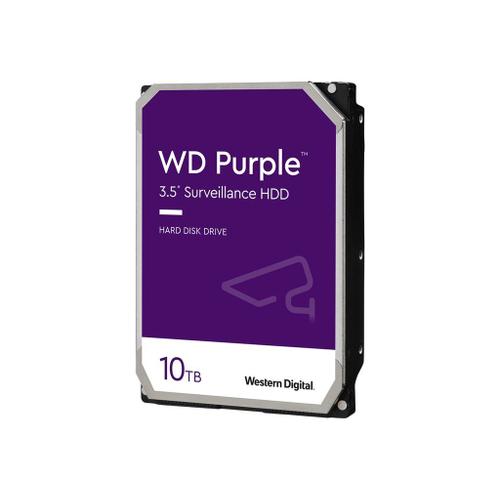 WD Purple WD100PURZ - Disque dur - 10 To - interne - 3.5" - SATA 6Gb/s - 5400 tours/min - mémoire tampon : 256 Mo