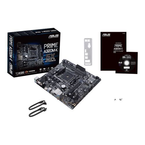 ASUS PRIME A320M-K - Carte-mère - micro ATX - Socket AM4 - AMD A320 Chipset - USB 3.0 - Gigabit LAN - carte graphique embarquée (unité centrale requise) - audio HD (8 canaux)