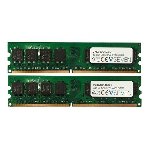 V7 - DDR2 - kit - 4 Go: 2 x 2 Go - DIMM 240 broches - 800 MHz / PC2-6400 - CL6 - mémoire sans tampon - non ECC