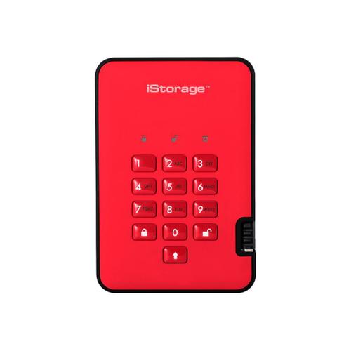 iStorage diskAshur² - SSD - chiffré - 512 Go - externe (portable) - USB 3.1 - FIPS 197, 256-bit AES-XTS - rouge passion - Conformité TAA