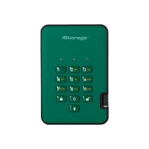 iStorage diskAshur² - SSD - chiffré - 128 Go - externe (portable) - USB 3.1 - FIPS 197, 256-bit AES-XTS - vert anglais - Conformité TAA