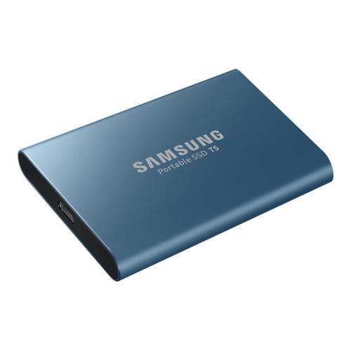 Samsung T5 MU-PA500 - SSD - chiffré - 500 Go - externe (portable) - USB 3.1 Gen 2 (USB-C connecteur) - AES 256 bits - Bleu océan