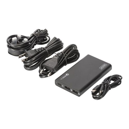 DIGITUS Universal Travel Charging Station - Adaptateur secteur - CA 100-240 V - 40 Watt - connecteurs de sortie : 3 - noir