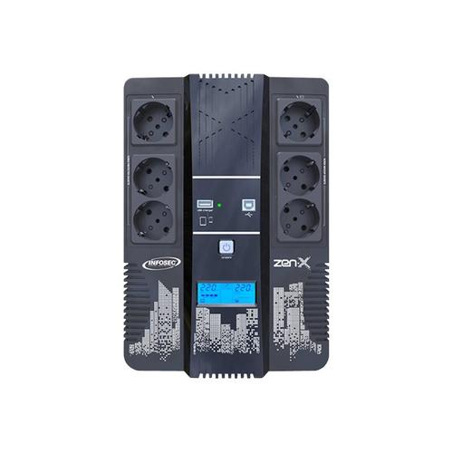 INFOSEC Zen-X 600 - Onduleur - CA 220/230/240 V - 360 Watt - 600 VA - USB - connecteurs de sortie : 6