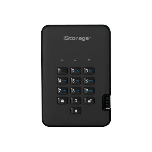 iStorage diskAshur² - Disque dur - chiffré - 3 To - externe (portable) - USB 3.1 Gen 1 - 5400 tours/min - mémoire tampon : 8 Mo - AES 256 bits, FIPS 197 - noir fantôme - Conformité TAA