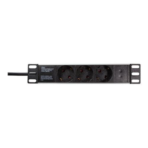 LogiLink - Unité de distribution secteur (rack-montable) - CA 230 V - 3500 Watt - entrée : power CEE 7/7 - connecteurs de sortie : 3 (alimentation) - 1U - 10" - noir, RAL 9005