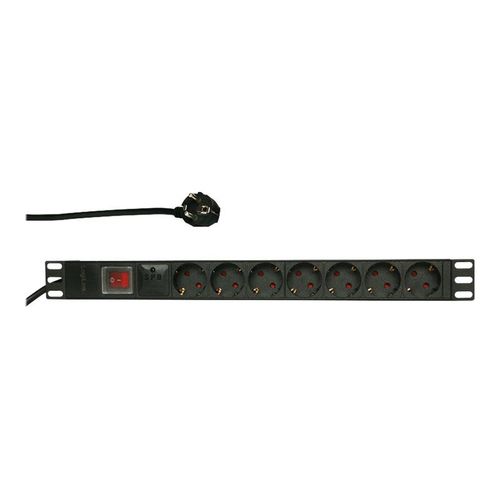LogiLink - Unité de distribution secteur (rack-montable) - CA 250 V - 3500 Watt - entrée : power CEE 7/7 - connecteurs de sortie : 7 (alimentation) - 1U - 19" - noir, RAL 9005
