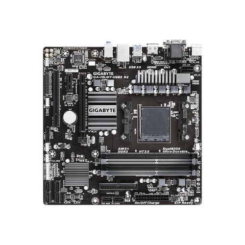 Gigabyte GA-78LMT-USB3 R2 - 1.0 - carte-mère - micro ATX - Socket AM3+ - AMD 760G Chipset - USB 3.1 Gen 1 - Gigabit LAN - carte graphique embarquée - audio HD (8 canaux)