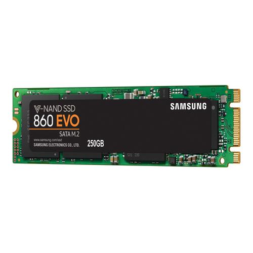 Samsung 860 EVO MZ-N6E250BW - SSD - chiffré - 250 Go - interne - M.2 2280 - SATA 6Gb/s - mémoire tampon : 512 Mo - AES 256 bits - TCG Opal Encryption 2.0