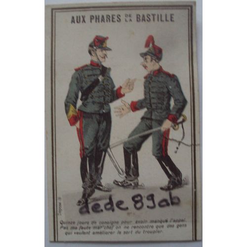 Carte Publicitaire Ancienne . Chromo 19è . " Aux Phares De La Bastille " Magazin D' Habillements (10.50x6.50cm)